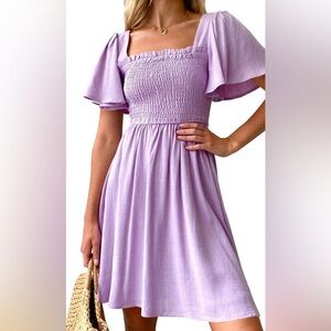 Chic Lilac Smocked Mini Dress
